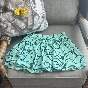 Mint Green Printed Tiered Skater Skirt